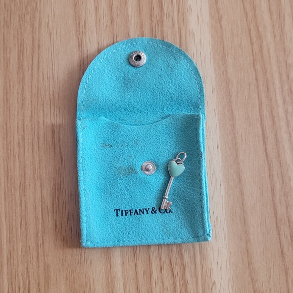 🔥Price Drop💥Rare Authentic Tiffany Silver Blue Enamel Mini Heart Key Pendant - Picture 6 of 9